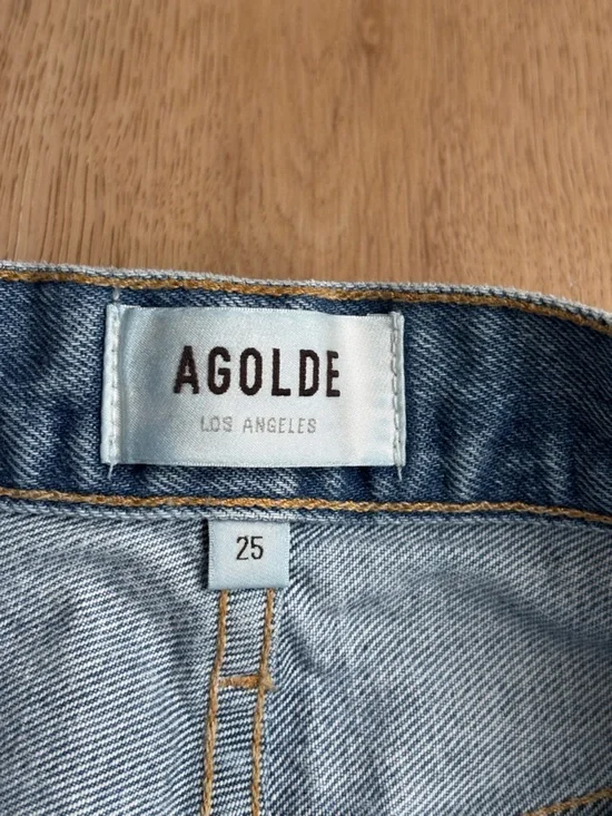 AGOLDE 90s Mid Rise Loose Fit Jean Blue Distressed Size 25 - Picture 4 of 13
